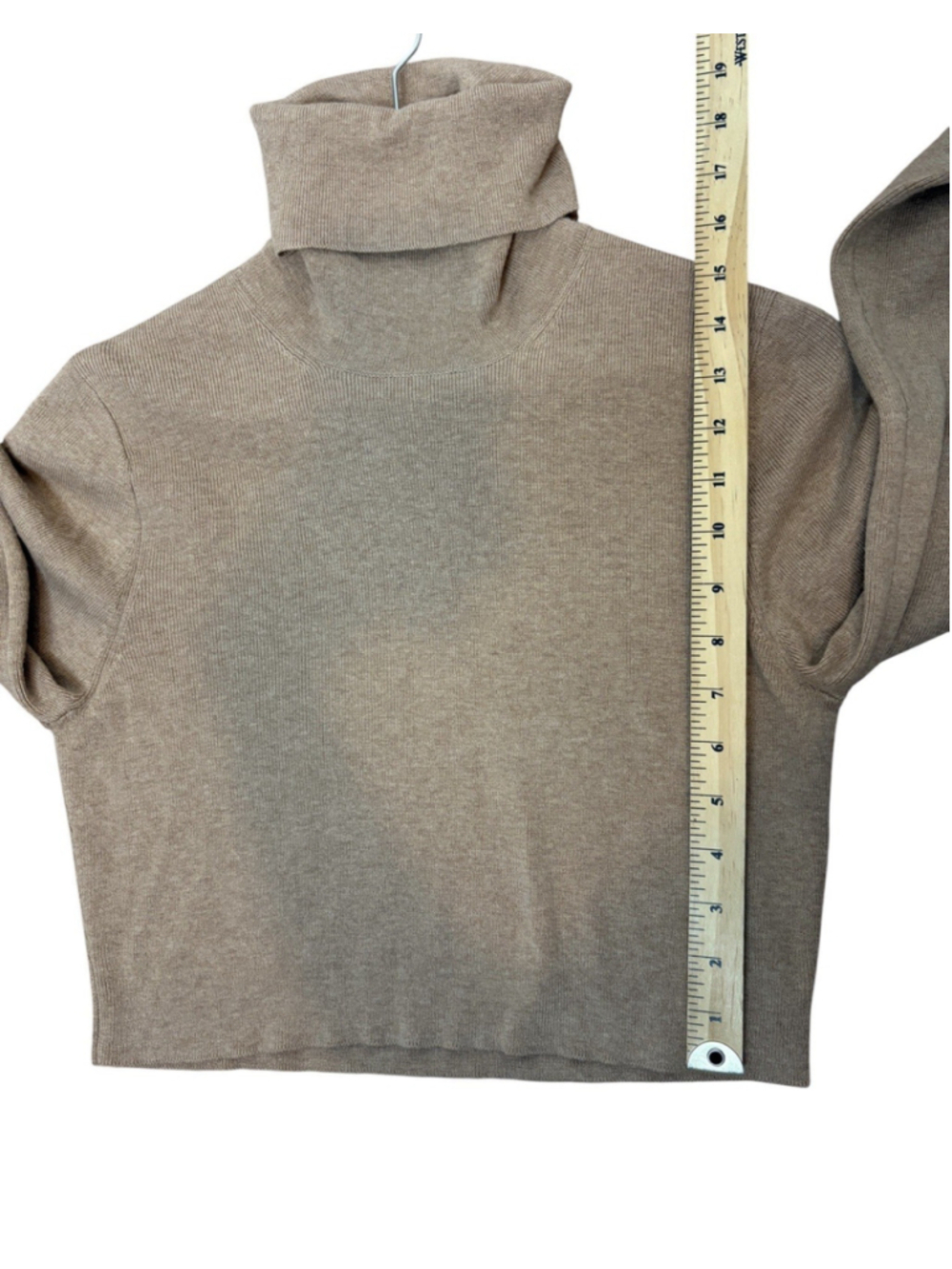 Aritzia Wilfred Rebecca Turtleneck Sweater Camel Tan Merino Wool Cropped Size S - Picture 9 of 14
